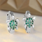 Sea Turtle Earrings with Sparkling Zirconia