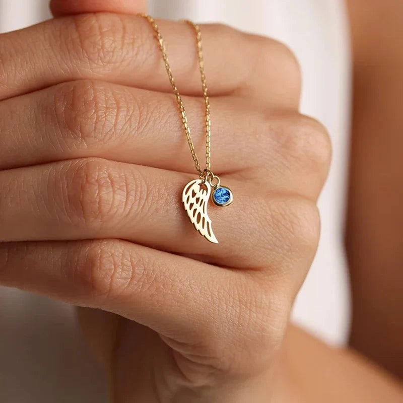 Angel Wing Birthstone Pendant