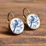 Vintage Blue Ekster Glasdome Earrings