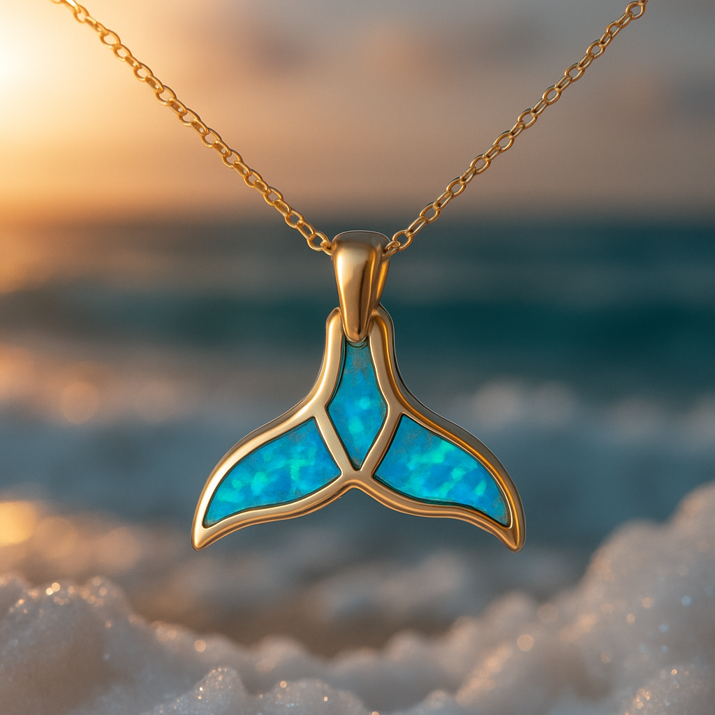 Golden Dolphin Tail Blue Opal Ring