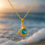 Golden Mermaid Blue Crystal Necklace