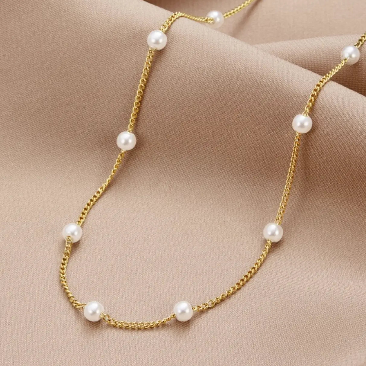 Golden Natural Pearl Necklace