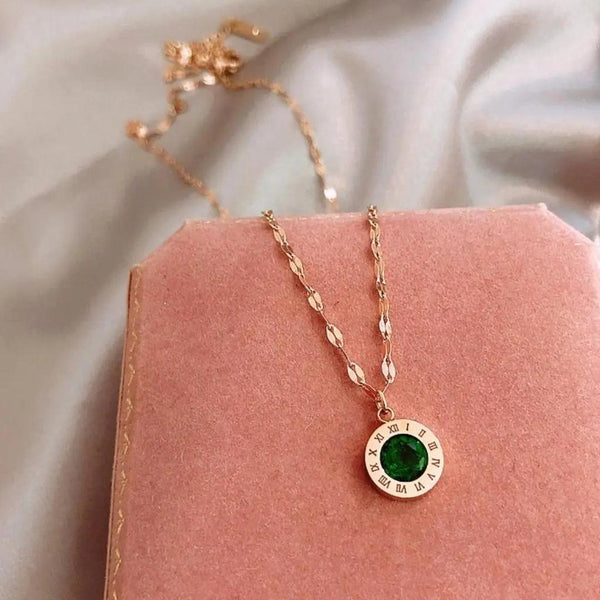 Gold Necklace with Emerald