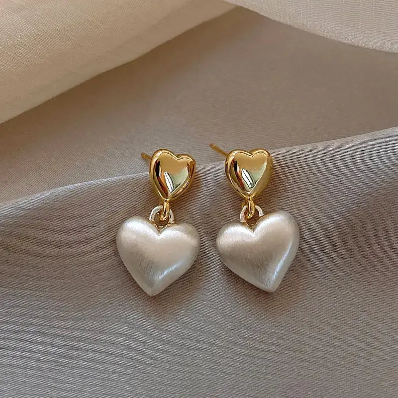 Golden Daisy Heart Drop Earrings