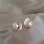 Golden White Opal Daisy Drop Earrings