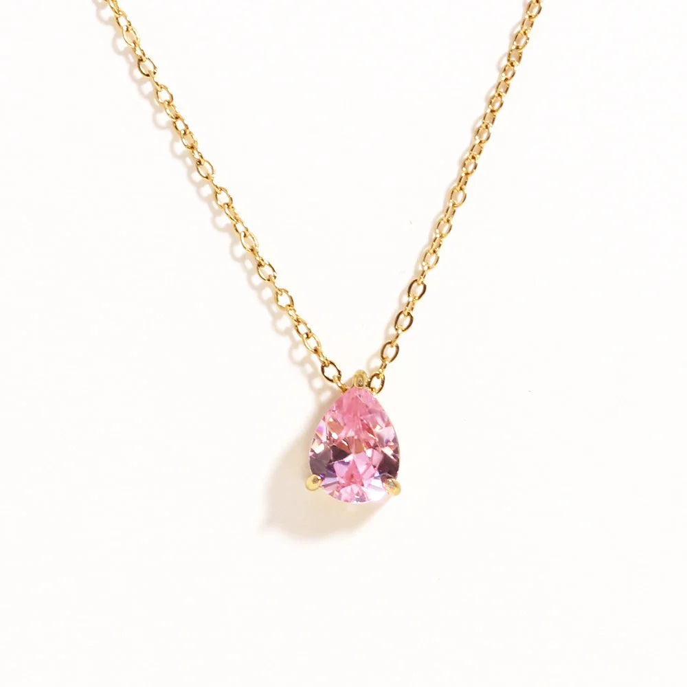 Crystal Drop Birthstone Necklace