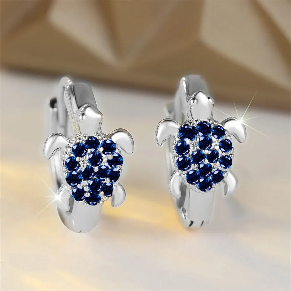 Sea Turtle Earrings with Sparkling Zirconia