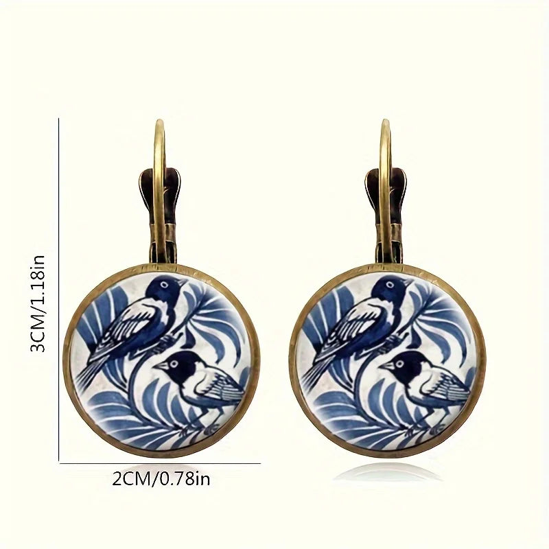 Vintage Blue Ekster Glasdome Earrings