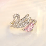 Swan Crystal Ring — Adjustable Rose Gold