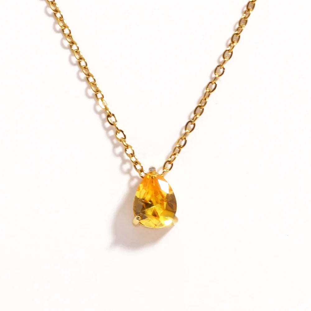 Crystal Drop Birthstone Necklace