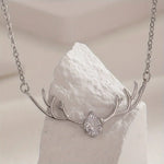 Antler Necklace with Delicate Heart Charm