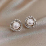 Sparkling Spiral Pearl Earrings