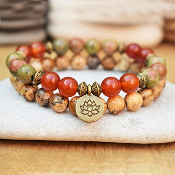 Jasper & Carnelian Mala Beaded Bracelets