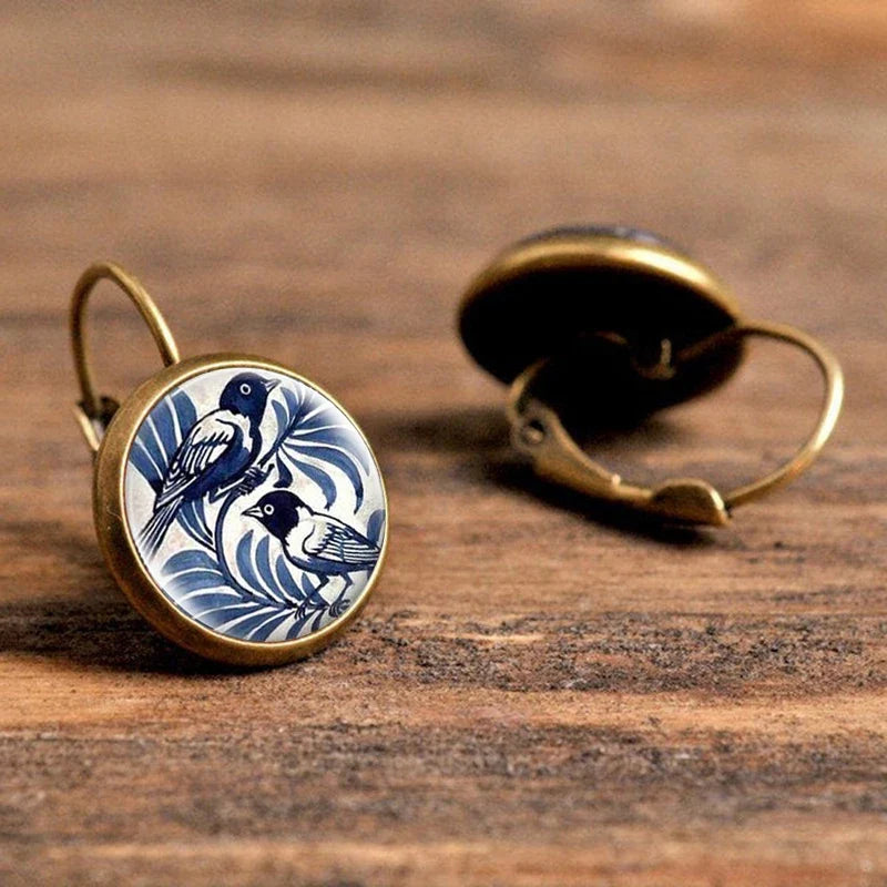 Vintage Blue Ekster Glasdome Earrings