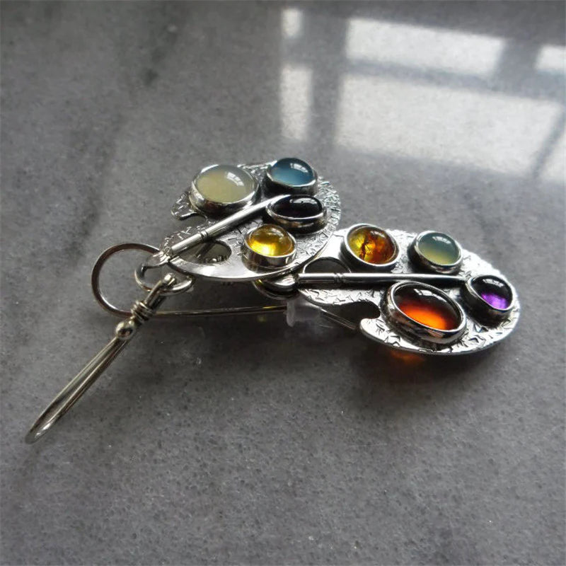 Multicolour Stone Drop Earrings