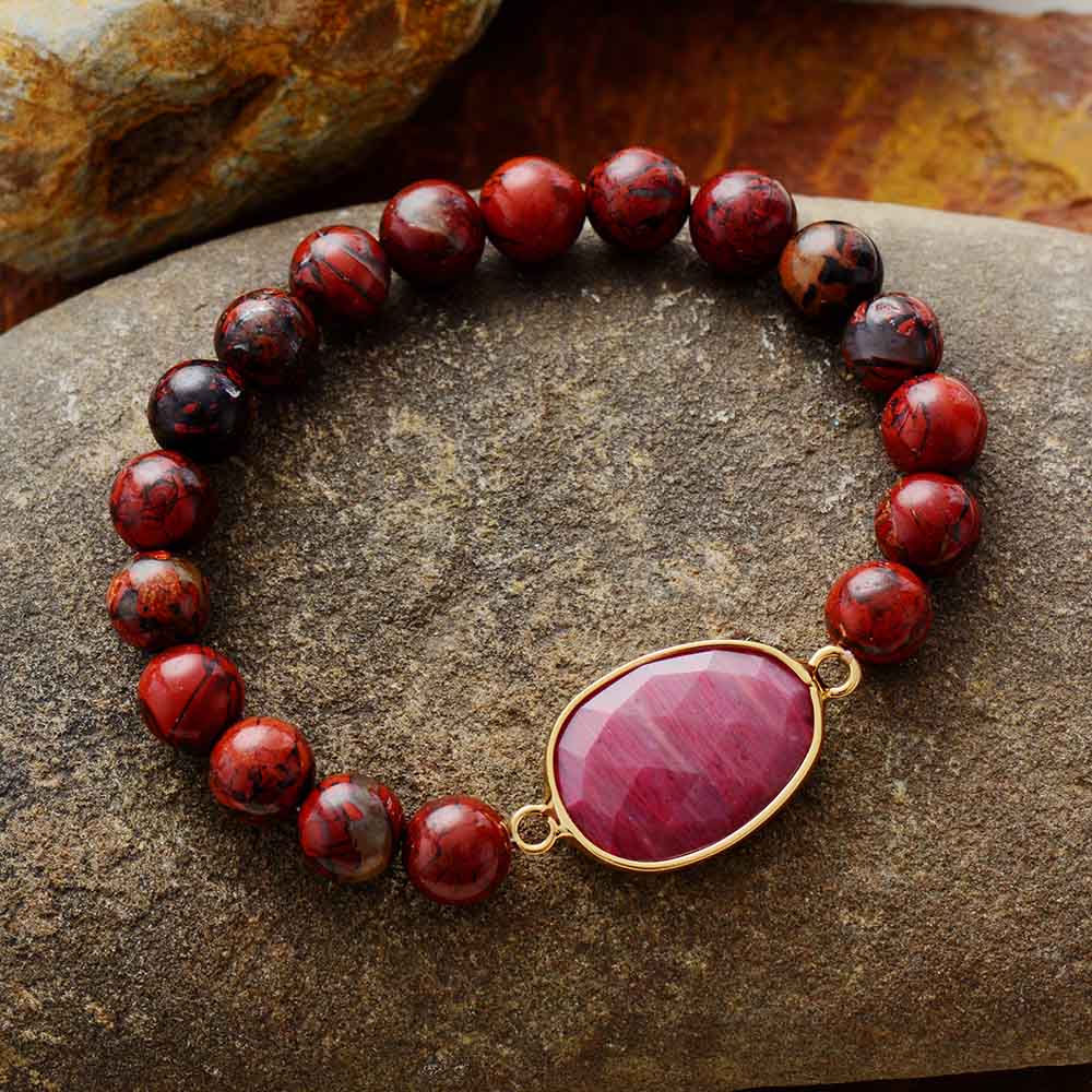 Red Jasper Beaded Bracelet