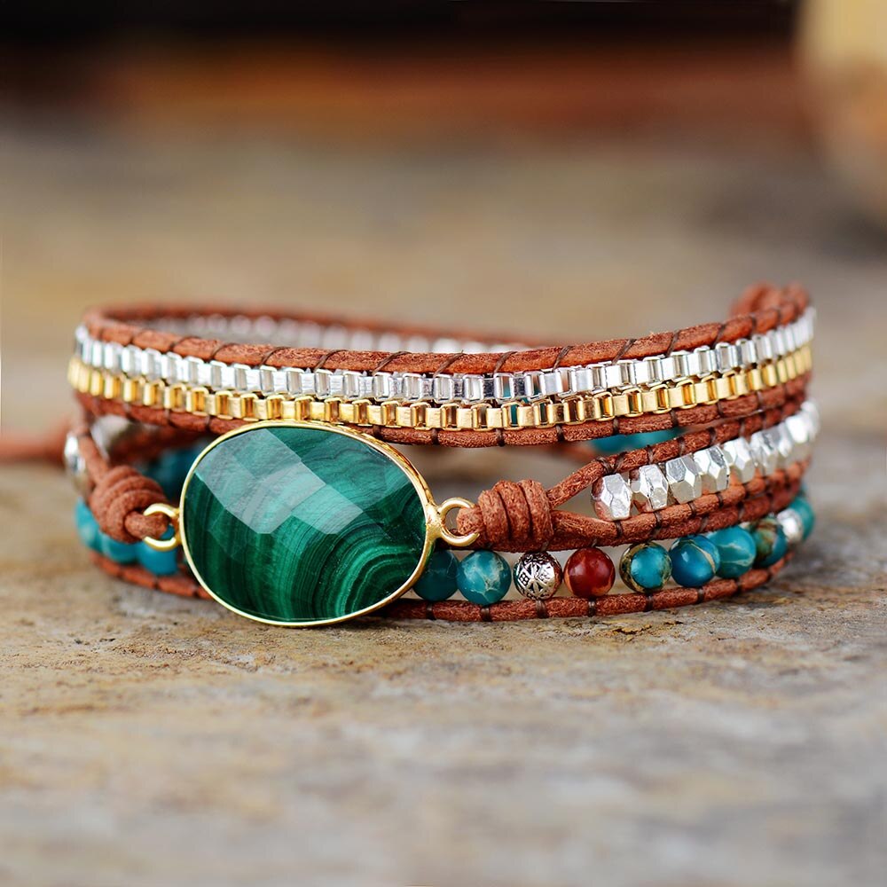 Vibrant Malachite Wrap Bracelet
