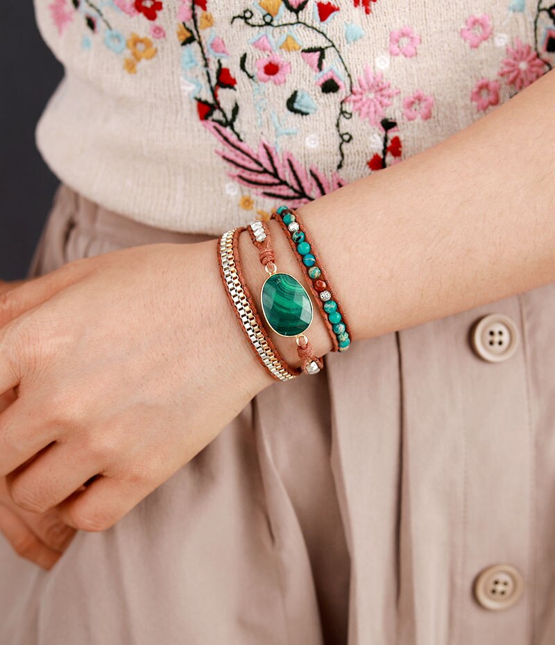 Vibrant Malachite Wrap Bracelet