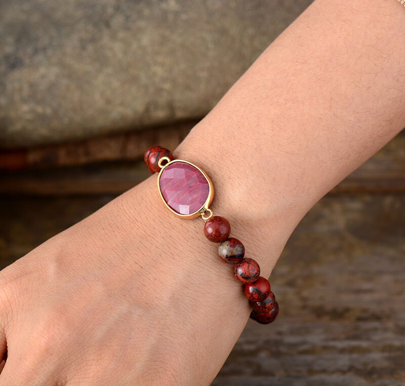 Red Jasper Beaded Bracelet