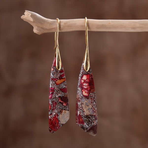 Red Regalite Drop Earrings