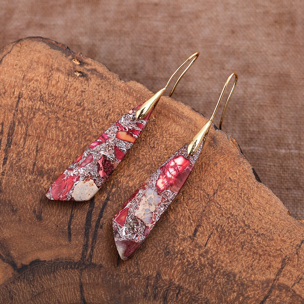Red Regalite Drop Earrings