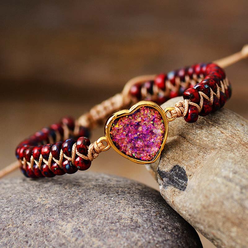Vibrant Red Opal Love Protection Bracelet