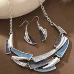 Geometric Enamel Necklace & Earrings Set