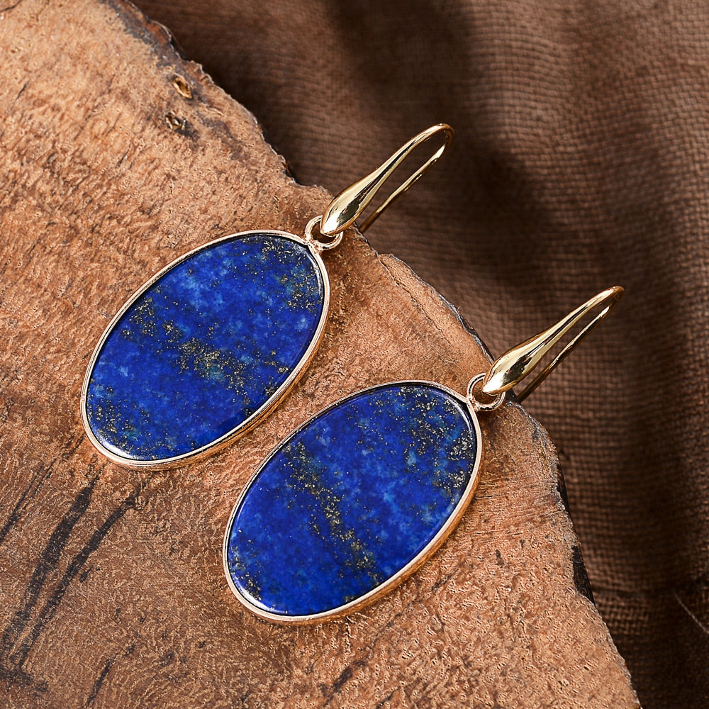 Ovale Lapis Lazuli Drop Earrings