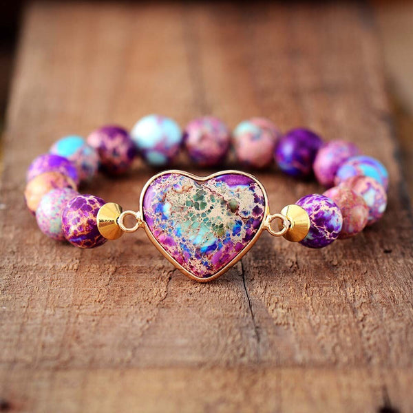 Handmade Purple Jasper LOVE Beaded Bracelet
