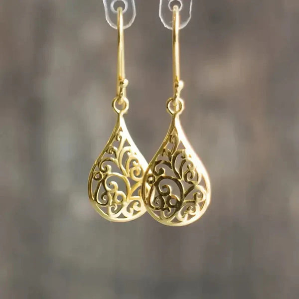 Vintage Openwork Gold Drop Earrings