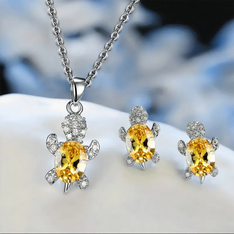 Sea Turtle Necklace with Bonus Earrings