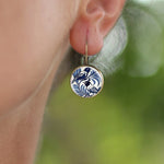 Vintage Blue Ekster Glasdome Earrings