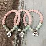 Rose Quartz & Amazonite Beaded Mala Bracelet