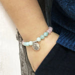 Rose Quartz & Amazonite Beaded Mala Bracelet