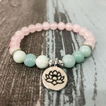 Rose Quartz & Amazonite Beaded Mala Bracelet