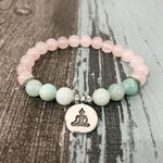 Rose Quartz & Amazonite Beaded Mala Bracelet