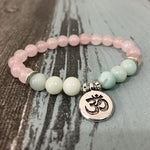 Rose Quartz & Amazonite Beaded Mala Bracelet