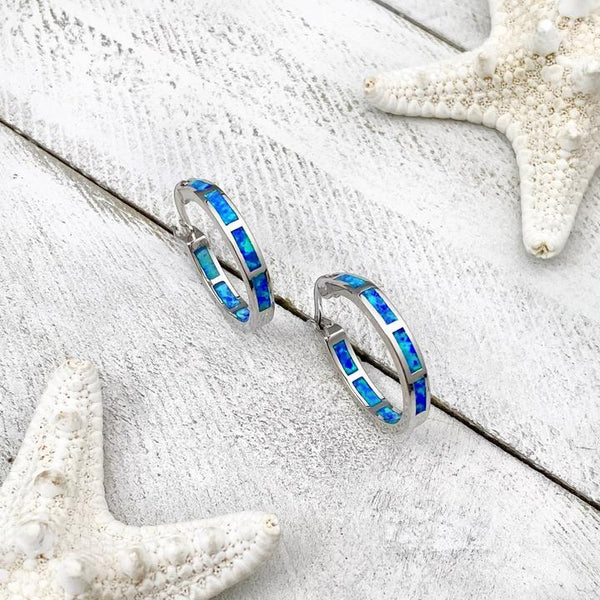 Blue Oceanische Opal Earrings in Silver