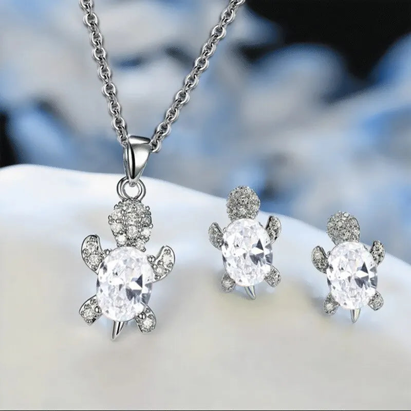 Sea Turtle Necklace with Bonus Earrings