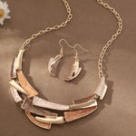 Geometric Enamel Necklace with Earrings