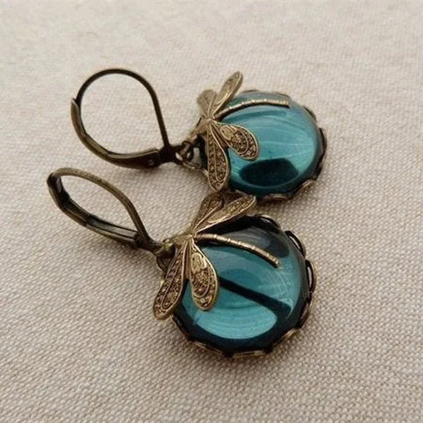 Sferische Dragonfly Earrings in Antique Gold