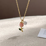 Pink Tulip Tuin Necklace & Earrings Set