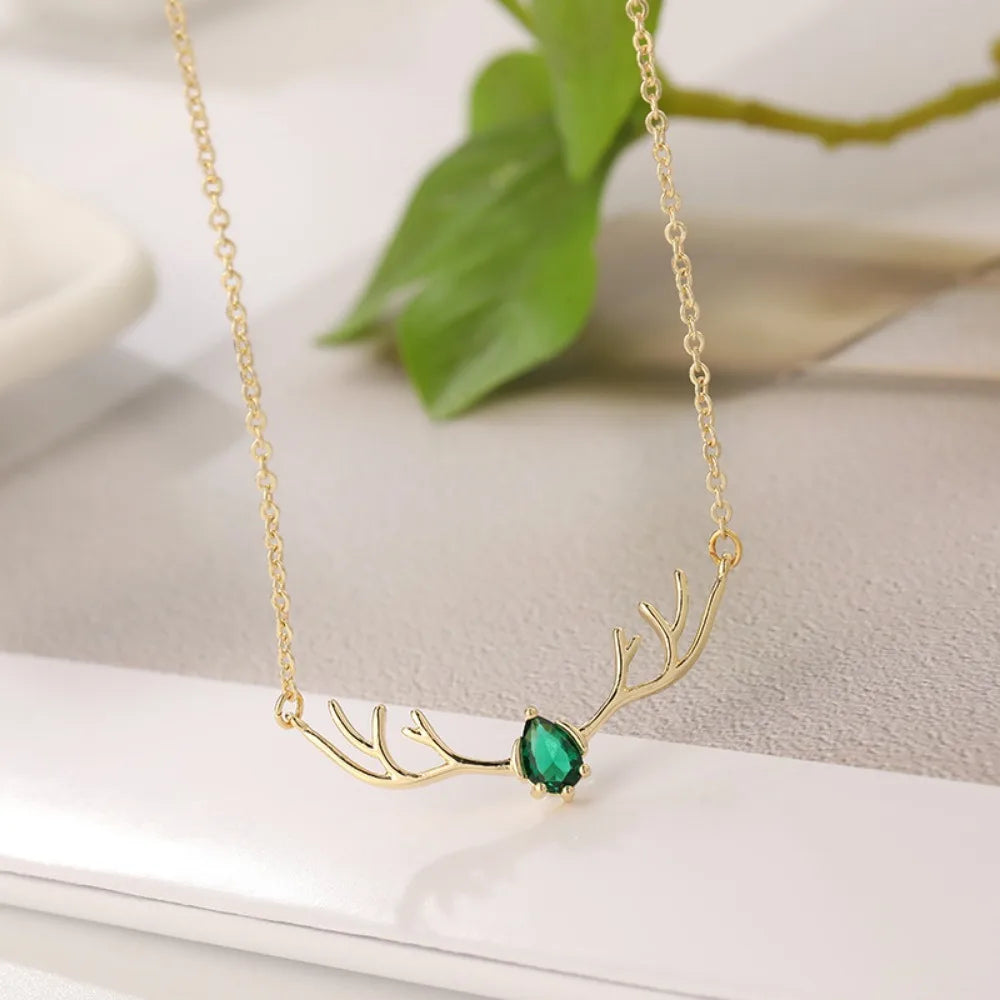 Antler Necklace with Delicate Heart Charm