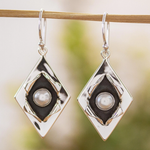 Vintage Silver Inlaid Pearl Earrings