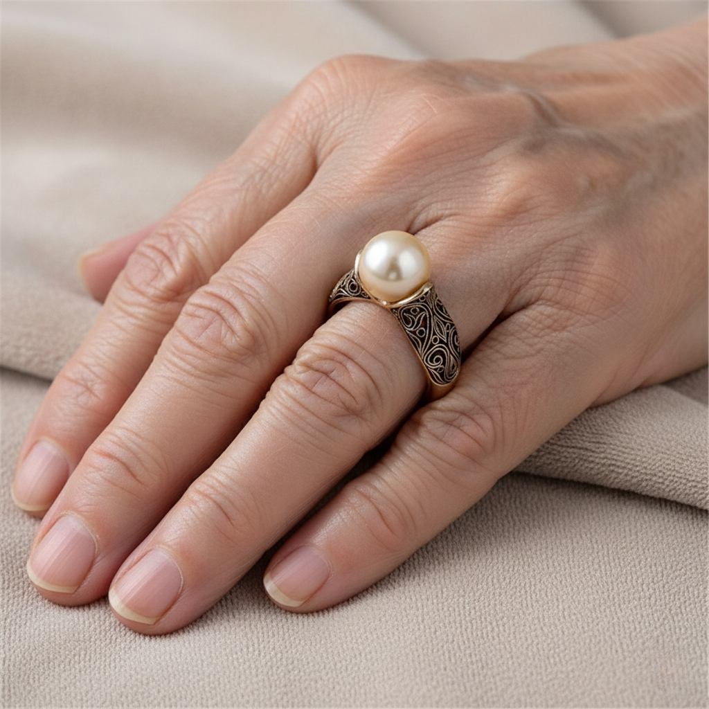 Vintage Golden Pearl Ring
