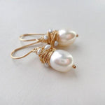Vintage Pearl & Golden Wire Earrings
