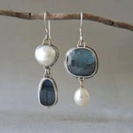 Vintage Silver Natural Stone Earrings