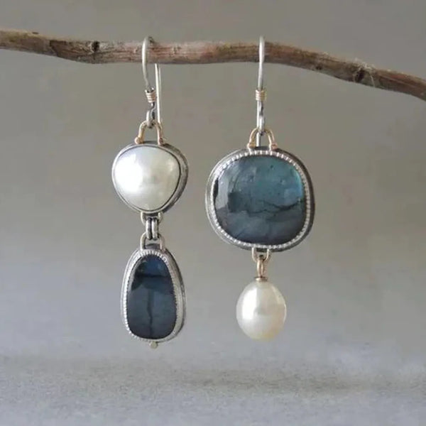 Vintage Silver Natural Stone Earrings