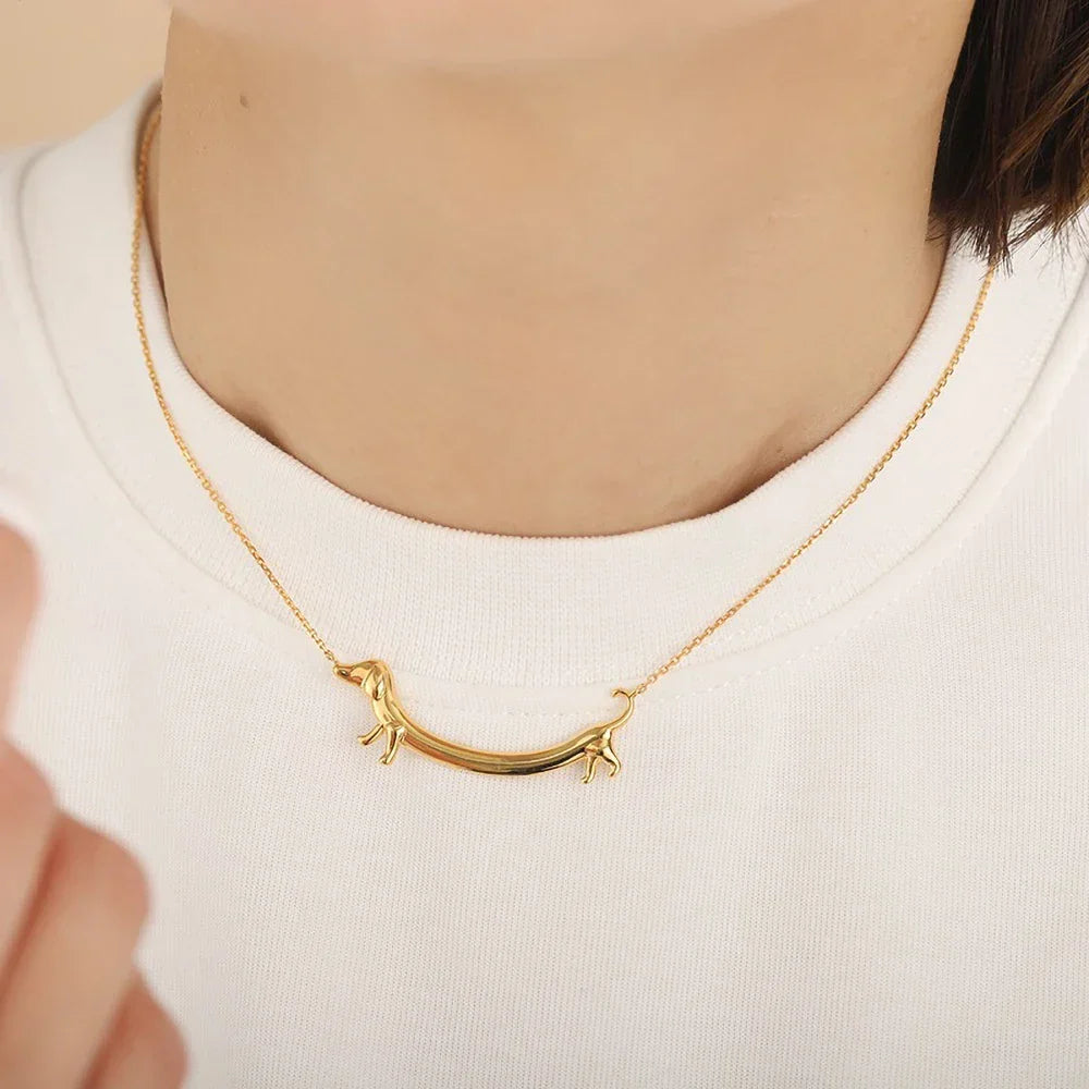 Gold Dachshund Necklace