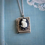 Vintage Cat Book Pendant Necklace — Turning Page Design